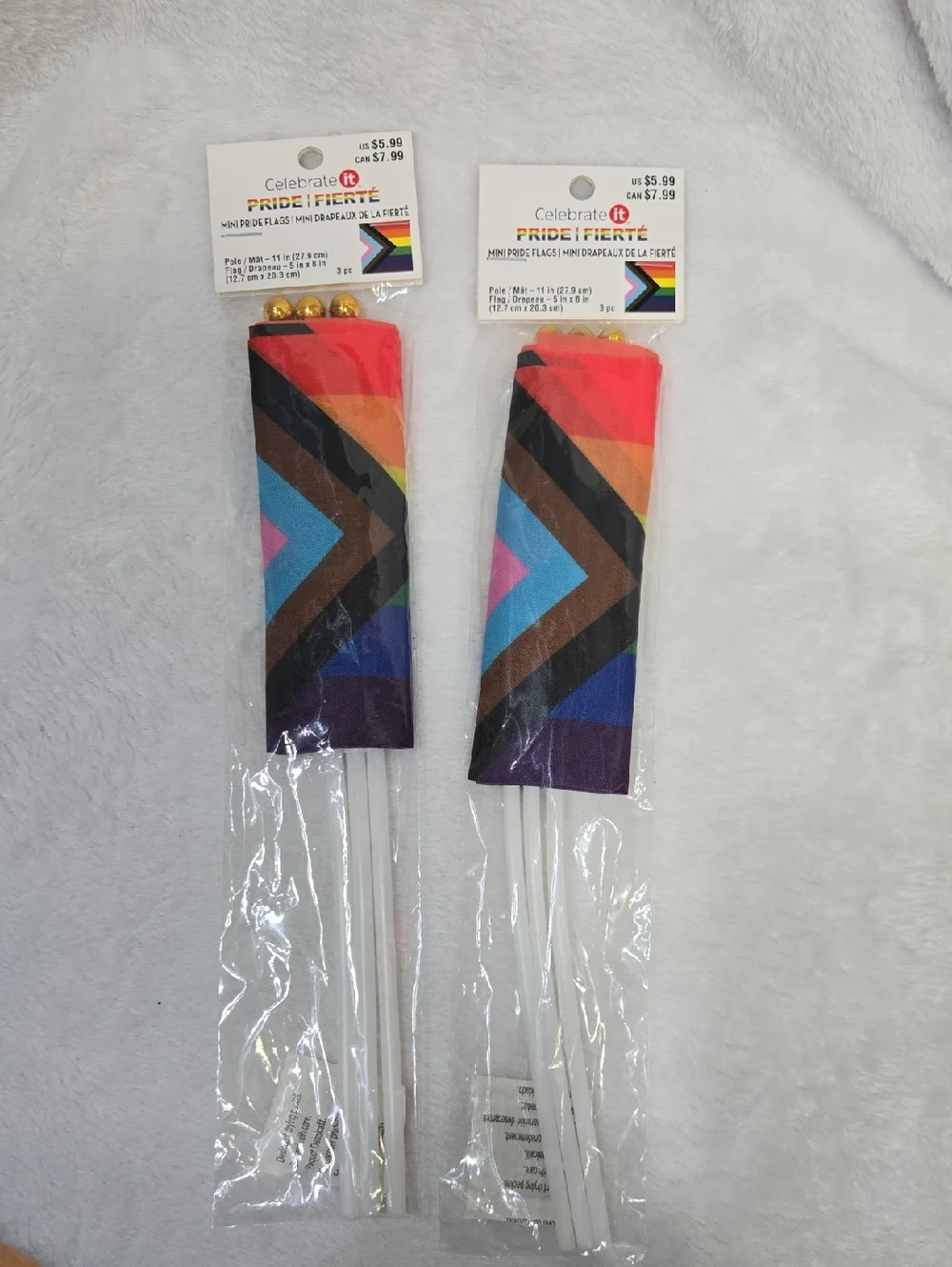 ☀️Nwt! 2 Pk Of 3 Celebrate It Rainbow Progress Mini Flags - Multicolor Set